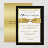 誕生日 | 印刷リボン | 黒、金 | 80歳 招待状 (正面/裏面)