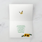誕生日 – 友人 – ヒマワリと蝶 カード (内部)