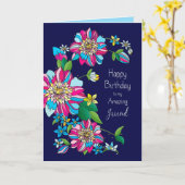 誕生日、友人、明るい花はっきりしたとカラフル花 カード (黄色い花)