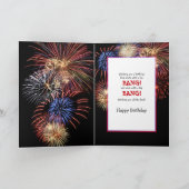 誕生日、友達、ビール缶、花火 カード (内部)