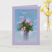 誕生日、友、花と鳥 カード (黄色い花)