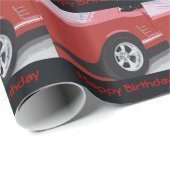 誕生日、古く、赤いムスタング、ギフト用包装紙。 ラッピングペーパー (ロールコーナー)