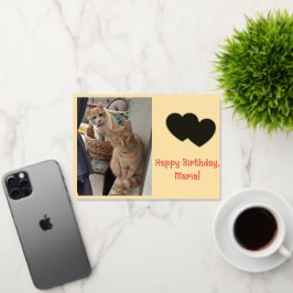 誕生日 名前の日 少年少女 ショウガ猫 写真 箔グリーティングカード