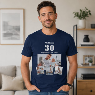 誕生日 名前 年齢 フォトコラージュ ブルー Tシャツ