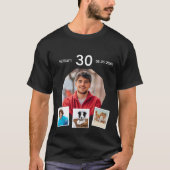 誕生日 名前 年齢 フォトコラージュ メンズ ブラック Tシャツ (正面)