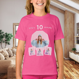 誕生日 名前 年齢 フォトコラージュ 女子 ピンク Tシャツ