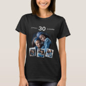 誕生日 名前 年齢 写真コラージュ 女性 ブラック Tシャツ (正面)