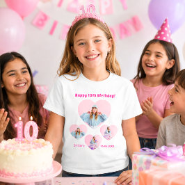 誕生日 名前 年齢 写真 ハートコラージュ 女子 Tシャツ