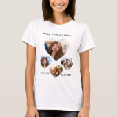 誕生日 名前 年齢 写真 ハートコラージュ 女性 Tシャツ (正面)