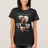 誕生日 名前 年齢 写真 ハート コラージュ 女性 黒 Tシャツ (正面)