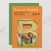 誕生日-大文字のイニシャルB 招待状 (正面/裏面)