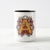 誕生日 – 大文字モノグラム – 文字A ツートーンマグカップ (中央)