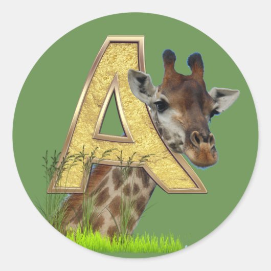 誕生日 – 大文字モノグラム – 文字A ラウンドシール (正面)