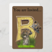 誕生日 – 大文字モノグラム – 文字B 招待状 (正面/裏面)