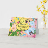 誕生日 – 姉妹 – 蝶/花 カード (黄色い花)