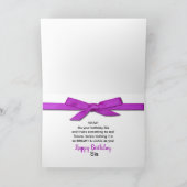 誕生日、姉、シスター、ゼブラ、暗い赤紫色の弓 カード (内部)