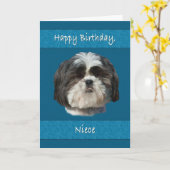 誕生日、姪、シーズー(犬)ズドッグ カード (黄色い花)