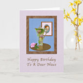 誕生日、姪、投手とバラ カード (黄色い花)