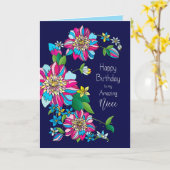 誕生日、姪、明るい花はっきりしたとカラフル花 カード (黄色い花)