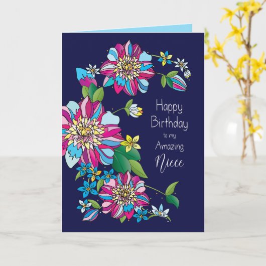 誕生日、姪、明るい花はっきりしたとカラフル花 カード (黄色い花)