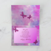 誕生日、娘、ピンクのキラキラ蝶 カード (内部)