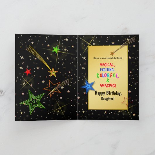 誕生日，娘，抽象芸術銀河系,おもしろい, カード (内部)