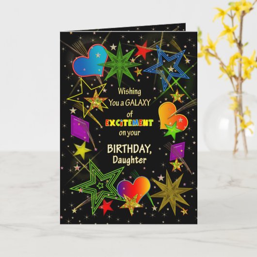 誕生日，娘，抽象芸術銀河系,おもしろい, カード (黄色い花)