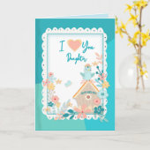 誕生日、娘、水彩鳥と花 カード (黄色い花)