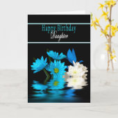誕生日-娘-黒の青い花 カード (黄色い花)
