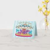 誕生日 – 子 – 回転木馬 – 任意の子のおもしろい カード (黄色い花)