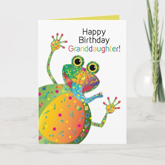 誕生日、孫娘、カエル、万華鏡のように千変万化するパターングループ カード (正面)
