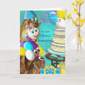 誕生日 – 孫娘 – ポテトファミリー カード (黄色い花)