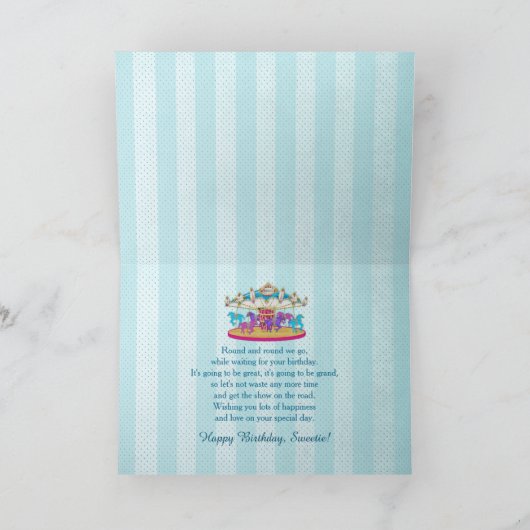 誕生日 – 孫娘 – 回転木馬- カード (内部)