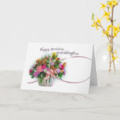 誕生日、孫娘、花のバスケット カード (黄色い花)