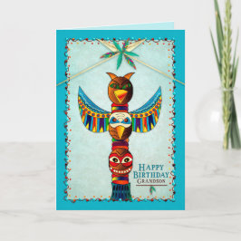誕生日、孫、アメリカのインド人トーテムポール。 カード