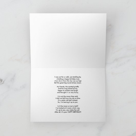 誕生日、孫、ゾウ、キリン カード (内部)