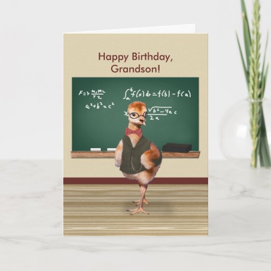 誕生日，孫，ベビー鳥，カスタマイズ可能 カード (正面)