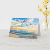 誕生日 寂しいよ ビーチ 夕焼け カード (黄色い花)