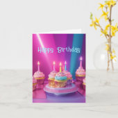 誕生日 小サイズ、4" x 5.6" カード (黄色い花)