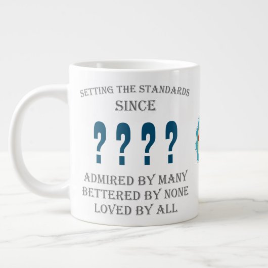 誕生日：年名の追加日をすべてのパパ青 ジャンボコーヒーマグカップ (左)