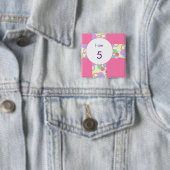 誕生日 年齢 わたしは 円 泡 ピンク かわいい パターン 缶バッジ (インサイチュ)