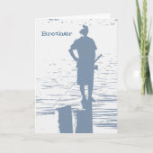 誕生日、弟、男の子の魚釣りの切り株。 カード (正面)