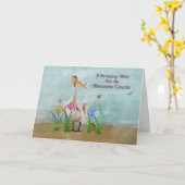 誕生日、従姉妹、ペリカン、花 カード (黄色い花)