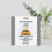 誕生日 恐竜 レースカー 男の子 赤 レース キッズ 名前 サンキューカード (スタンド正面)