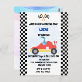 誕生日 恐竜 レースカー 男の子 赤 レース キッズ 名 ポストカード (正面/裏面)