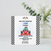 誕生日 恐竜 レースカー 男の子 赤 レース 子供 名前 サンキューカード (スタンド正面)