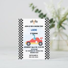 誕生日 恐竜 レースカー 男の子 赤 レース 子供 名前 ポストカード