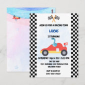 誕生日 恐竜 レースカー 男の子 赤 レース 子供 名前 ポストカード (正面/裏面)