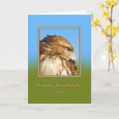 誕生日，息子，ざらざらした鷹 カード (黄色い花)