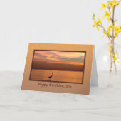 誕生日、息子、海ビューで夕暮れ カード (黄色い花)